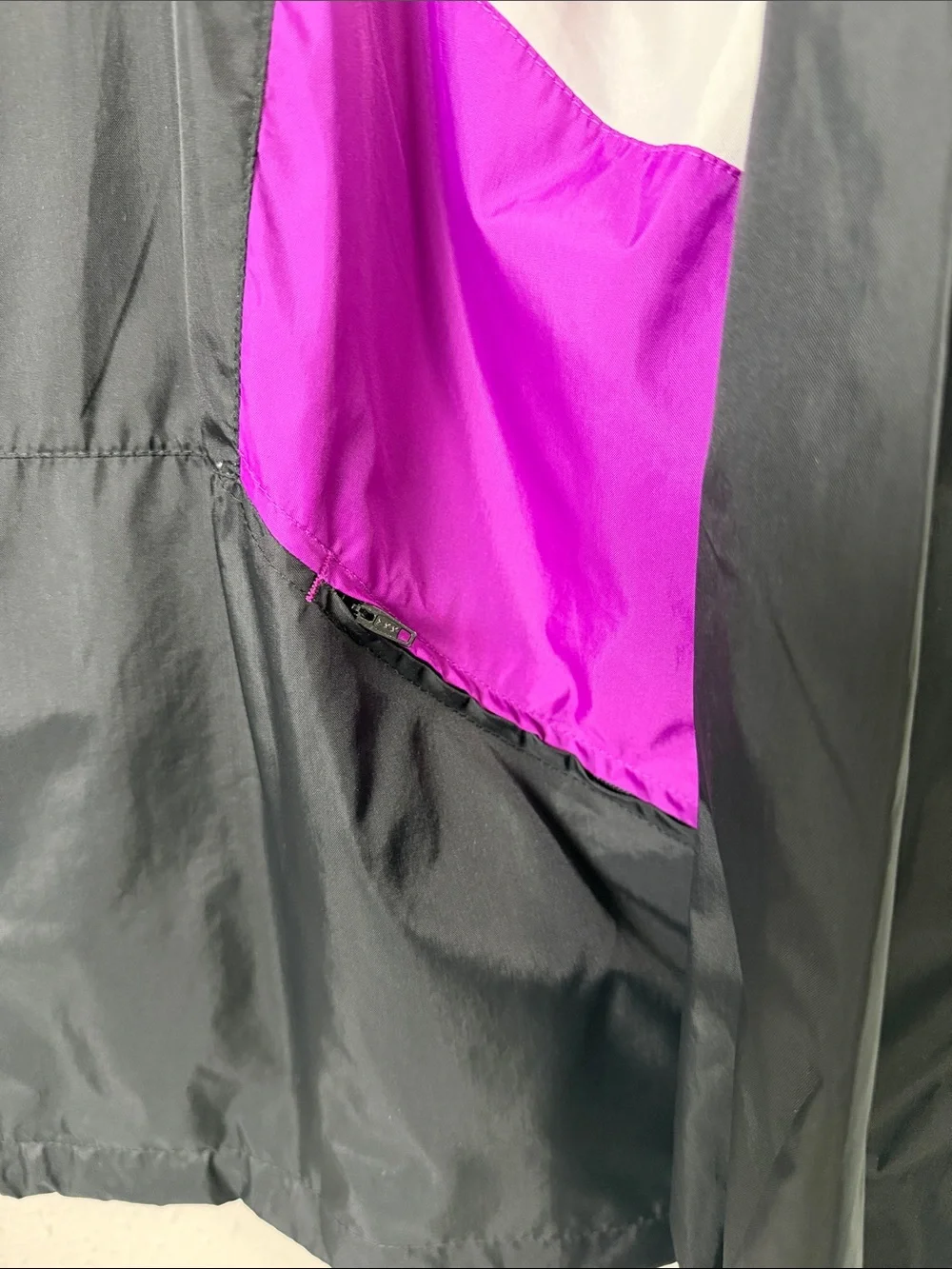 Vintage USA Olympics Windbreaker Jacket Large Black Purple Colorblock 90s